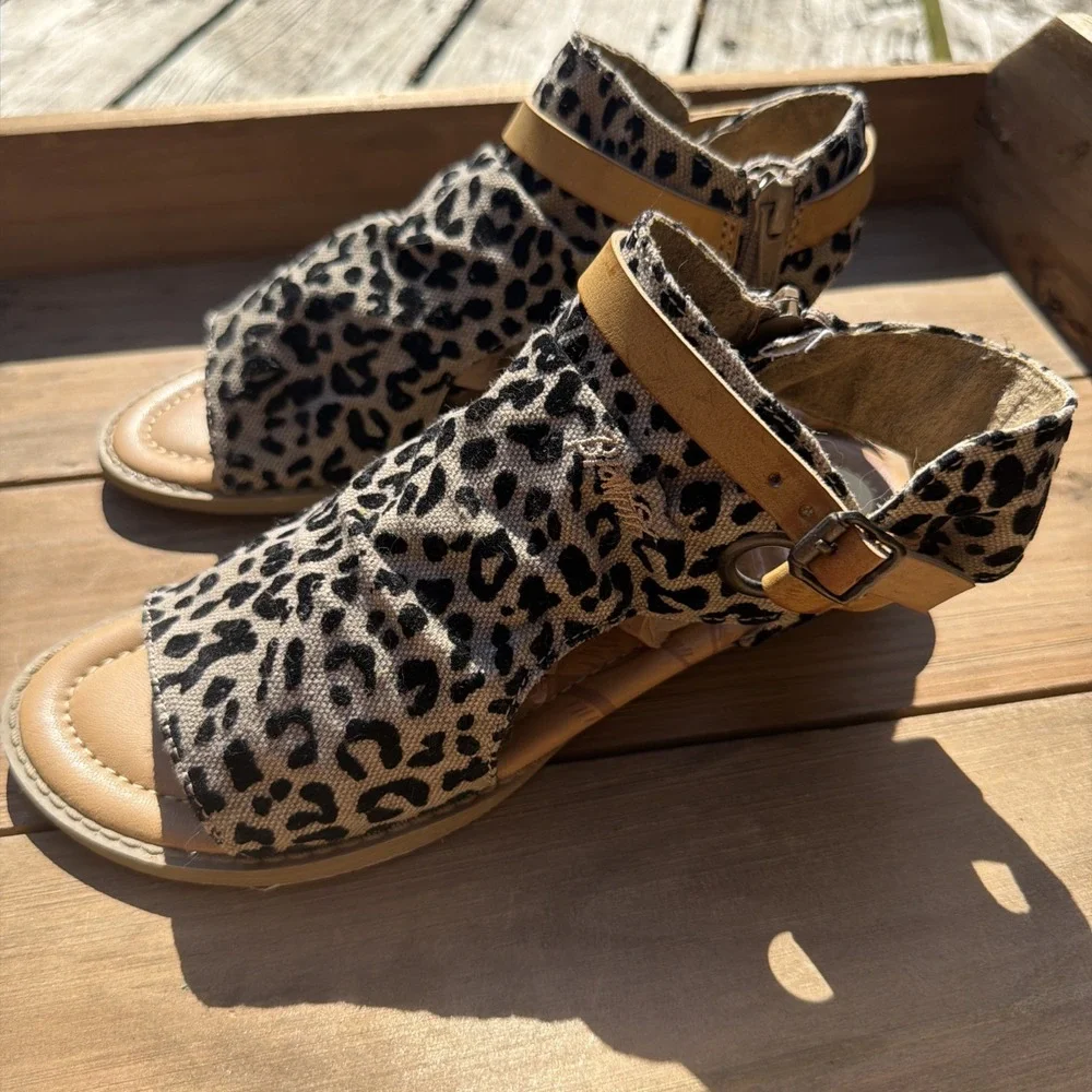 Blowfish Shoe Women's Size 7 Malibu Micro Wedge Heel Sandal Leopard Print